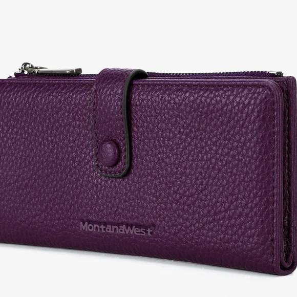 Lot of 2 Montana West Pink Wristlet Clutch & Purple Wallet - Picture 11 of 12